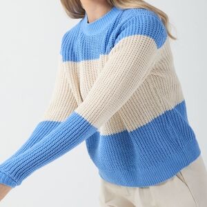 Vero Moda Blue and Cream Crew Neck Sweater